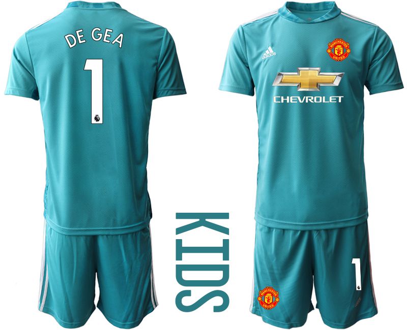 Youth 2020-2021 club Manchester United lake blue goalkeeper #1 Soccer Jerseys->manchester united jersey->Soccer Club Jersey